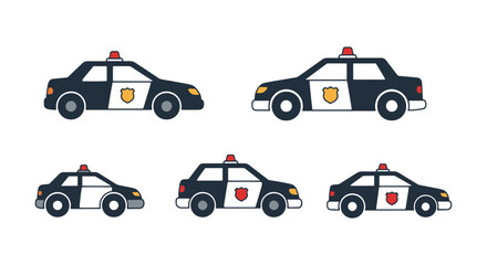 Naklejka premium Policecar Line art vector set simple abstract graphic