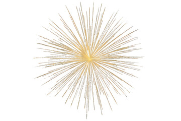 Obraz premium Golden glowing starburst effect radiating light rays, shining bright, sparkling on transparent background