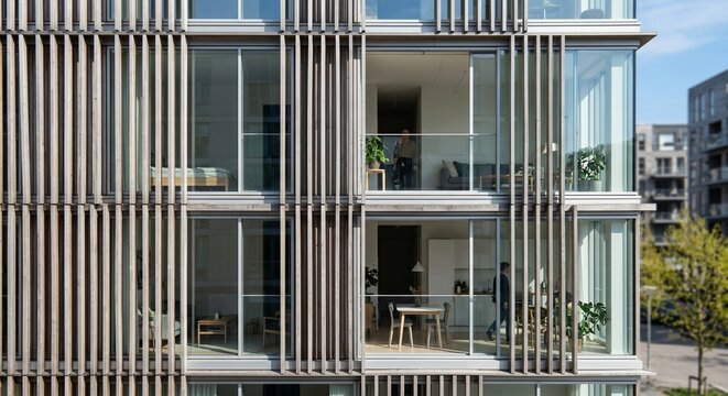 Sustainable Urban Housing with Scandinavian Wood Facade