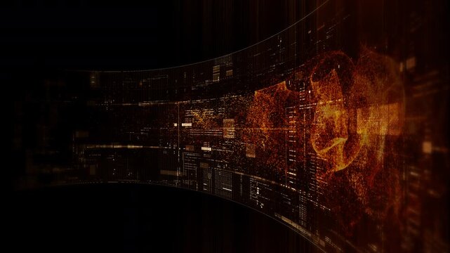 Futuristic screen display matrix, hi-tech digital data telemetry with encrypted numbers, display dynamic background for computer desktop screen display format