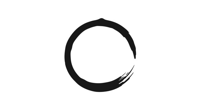 Zen circle brush stroke, enso symbol, monochrome, minimalist, spiritual concept