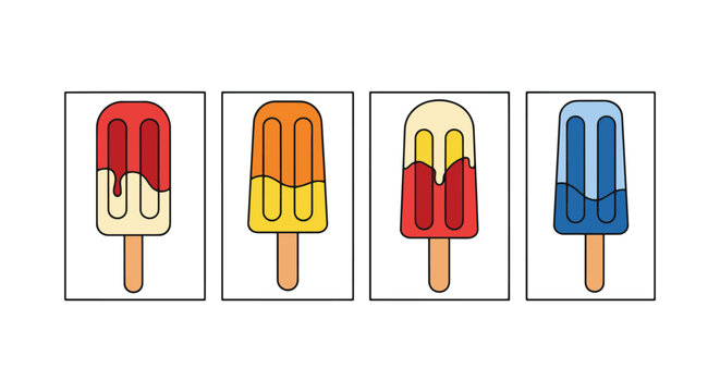 popsicle Line art vector set minimal simple shapes illustration