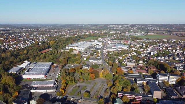 Aerial drone flying over menden sauerland germany