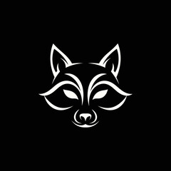 Fototapeta premium Minimalist raccoon head logo on black background