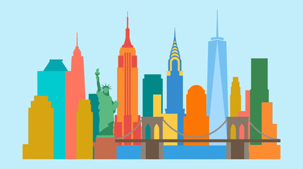 Colorful illustration of New York City skyline. © Abhinaya Project