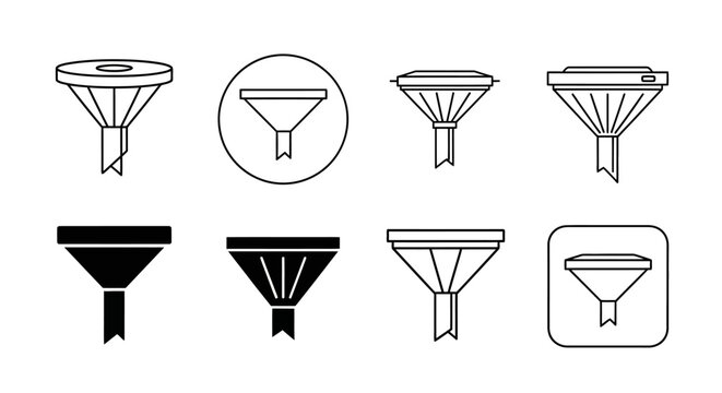 Set of minimalist data filter icons in black and white line art style