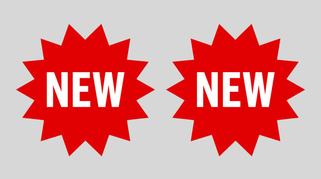 Red starburst new labels icons set.