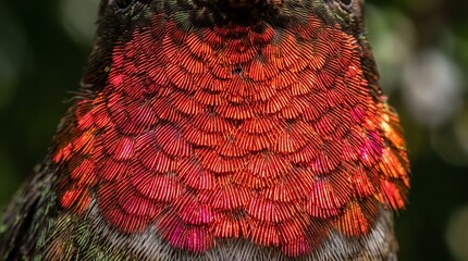 Fototapeta premium Close-up of Vibrant Hummingbird Feathers Showing Iridescent Colors.