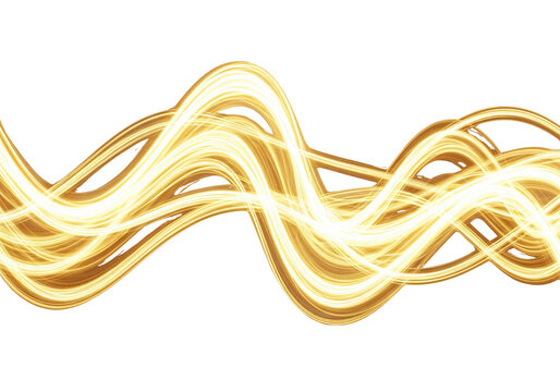 Golden Swirling Light Streaks Abstract Background Isolated
