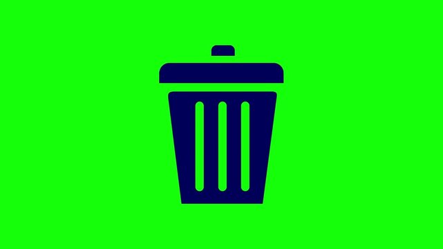 Trash can icons with delete symbols on a green screen background, signifying removal.