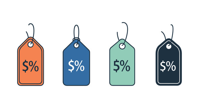 price tag Line art vector set minimal abstract modern