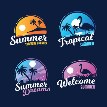 summer emblem set