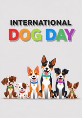 Fototapeta premium International dog day celebration with a group of happy dogs