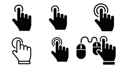 Fototapeta premium Cursor Icons: Hand Pointer and Computer Mouse Clicks