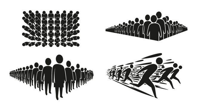 Crowd Silhouettes: Diverse Group Formations, Movement and Unity