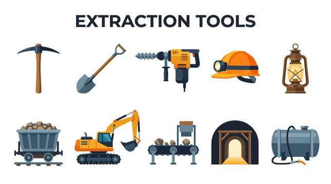 Mining Extraction Tools and Equipment with Pickaxe Drill Excavator and Tunnel