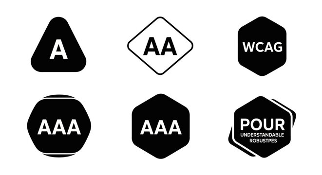 Web Accessibility Icons: WCAG, AAA, POUR, Level A, AA Compliance