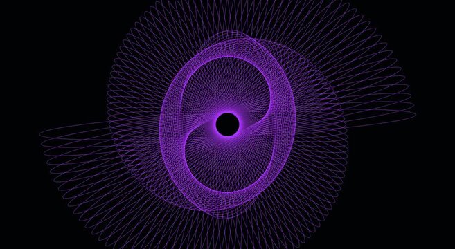 Abstract neon spiral motion background: pulsing geometric light patterns animation