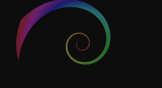 Abstract rainbow spiral animation: dynamic colorful geometric motion animation