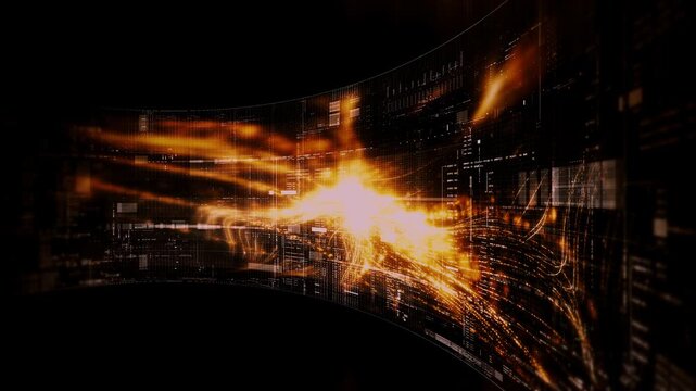 Futuristic screen display matrix, hi-tech digital data telemetry with encrypted numbers, display dynamic background for computer desktop screen display format