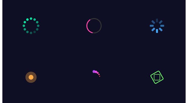 Animated loading set: minimalist progress spinners for web animation