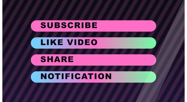 Animated social media subscribe like share notification lower thirds bar animation