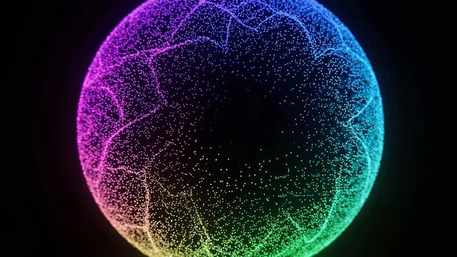 Colorful glowing sphere with particle design