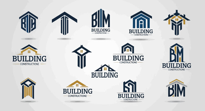 Modern Building Logos Collection: Construction, Architecture, BIM, Real Estate Icons