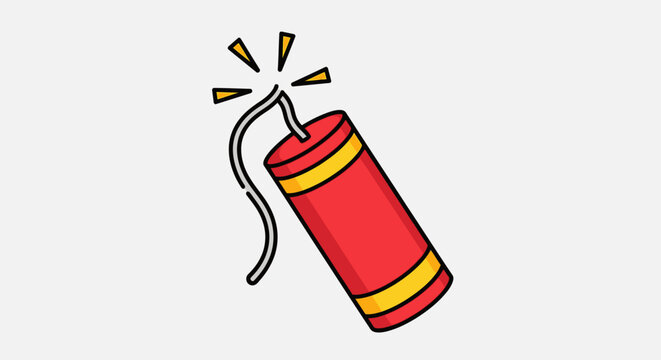 Cartoon Firecracker Exploding with Sparks
