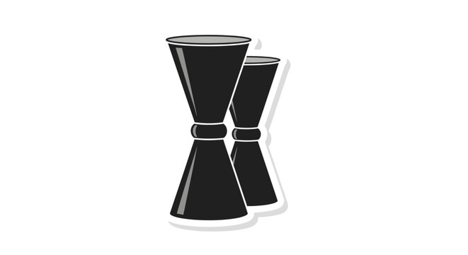 Two Black Cocktail Jiggers on White Background, Bar Tools