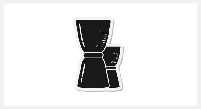 Black silhouette of two cocktail jiggers on a white background, bar tools for measuring liquids
