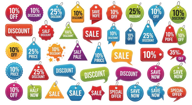 Colorful Sale Tags and Labels Collection - Discount Offers