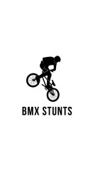 Fototapeta premium BMX Stunts Silhouette: Cyclist Performing Trick on White Background