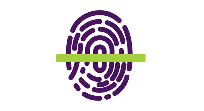 Purple Fingerprint with Green Line.