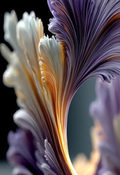 Elegant fractal patterns with vibrant colors and flowing organic shapes in 3D design