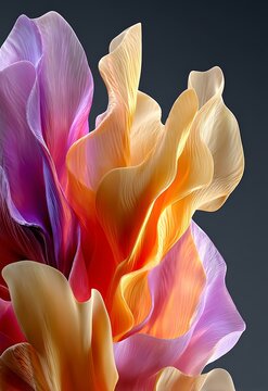 Colorful Abstract Flower Petals in Vibrant Gradient on Dark Background