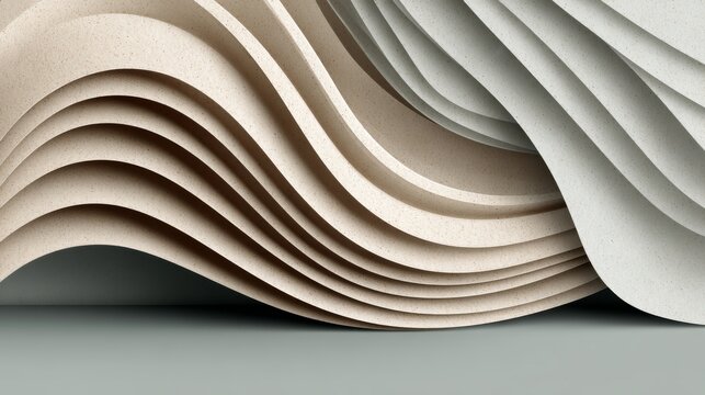 Elegant Curved Layers of Textured Paper Creating a Soft and Inviting Background
