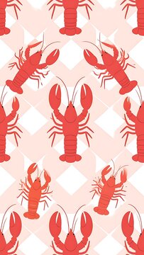 Red lobster seamless pattern design.