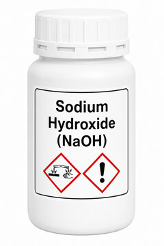 Vector illustration of sodium hydroxide in bottle for lab