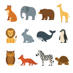 Fototapeta premium set of cartoon wild animals for stickers and children books