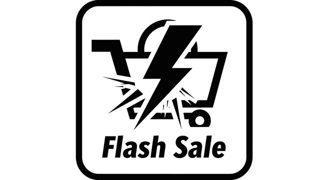 Flash Sale Shopping Cart Icon with Lightning Bolt Symbol