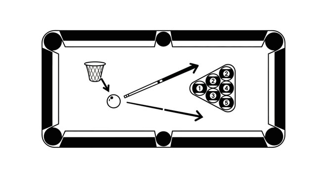 Billiard Game Strategy, Cue Ball Aiming for Pocket and Rack