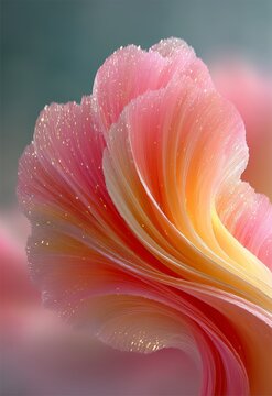 Vibrant Swirling Petals in Soft Pink and Orange Tones with Glittering Texture