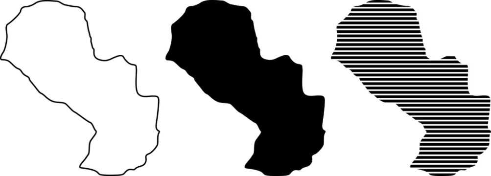 Map of paraguay, outline, solid, and striped versions