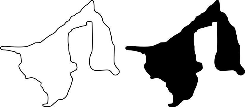 Outline and silhouette map of brunei
