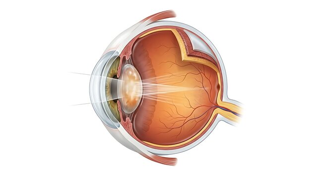 Cataract Cloudy Eye Lens Detailed Ophthalmology Medical Illustration