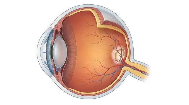 Glaucoma Optic Nerve Damage Detailed Eye Disease Illustration