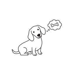 Fototapeta premium Sitting Dachshund Dreaming of Bone