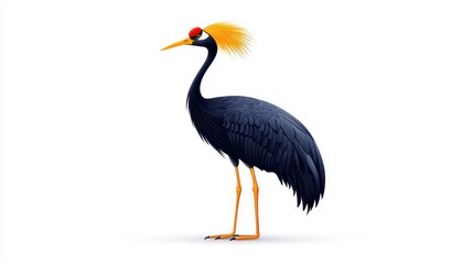 Naklejka premium Elegant Black Crane with Unique Feather Crown and Striking Colorful Features