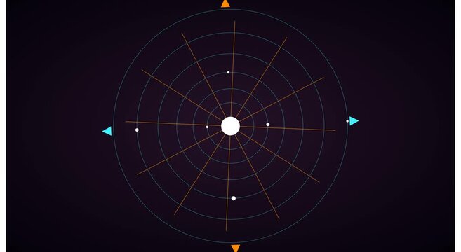 Digital radar interface with rotating scanning motion and data points animation